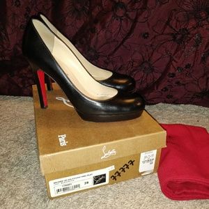 Louboutin Black Leather Burges 120mm Sz 39